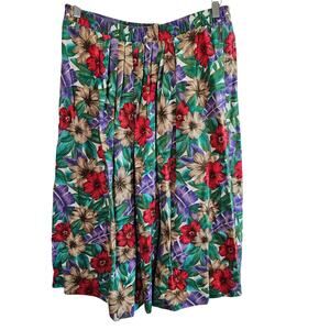 Vintage Koret Cottage 90s Skirt Womens 1X Blue Floral Midi Coquette Prairie Full